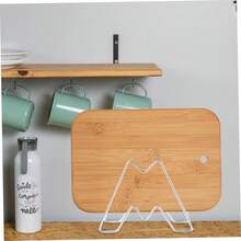 1pc Stainless Steel Cutting Board Rack, Pot Lid Holder, Kitchen Organizer Rack, Kitchen Storage Shelf, Kitchen Supplies - Multicolor - View 4