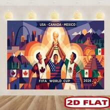 Decoración de la Copa del Mundo, plana 2D, 1 pieza plana 2D - Colgante de pared de la Copa del Mundo 2026 en tamaño súper grande, pancarta de fiesta, decoración de fondo para fiestas, accesorios de fiesta, decoración de pared para temas generales, decoración de festival de múltiples propósitos, jardín, patio y fiestas, decoración de pared de la Copa del Mundo, decoración del hogar, colgante de pared para la sala de estar, colgante de pared para el dormitorio, decoración de pared para la oficina. - z1 - Ver 6