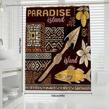 Bộ 1/4 món rèm tắm trang trí phòng tắm đa năng kiểu Polynesia cổ điển, họa tiết chắp vá, kèm 12 móc treo miễn phí, tạo không gian nghỉ dưỡng trang nhã, thảm phòng tắm, thảm chữ U và thảm tròn, phù hợp với mọi không gian phòng tắm. - ghép nối 2 - Xem 12