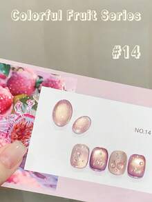 10ml Spring/Summer New Fruit Gift Box Cat Eye Jelly Nail Polish 2026 Colorful Fruit Series Ice Transparent Pink Green Glass Bead Cat Eye Nail Art Supplies, Grape Cat Eye, Blueberry Cat Eye - Multicolor - View 32