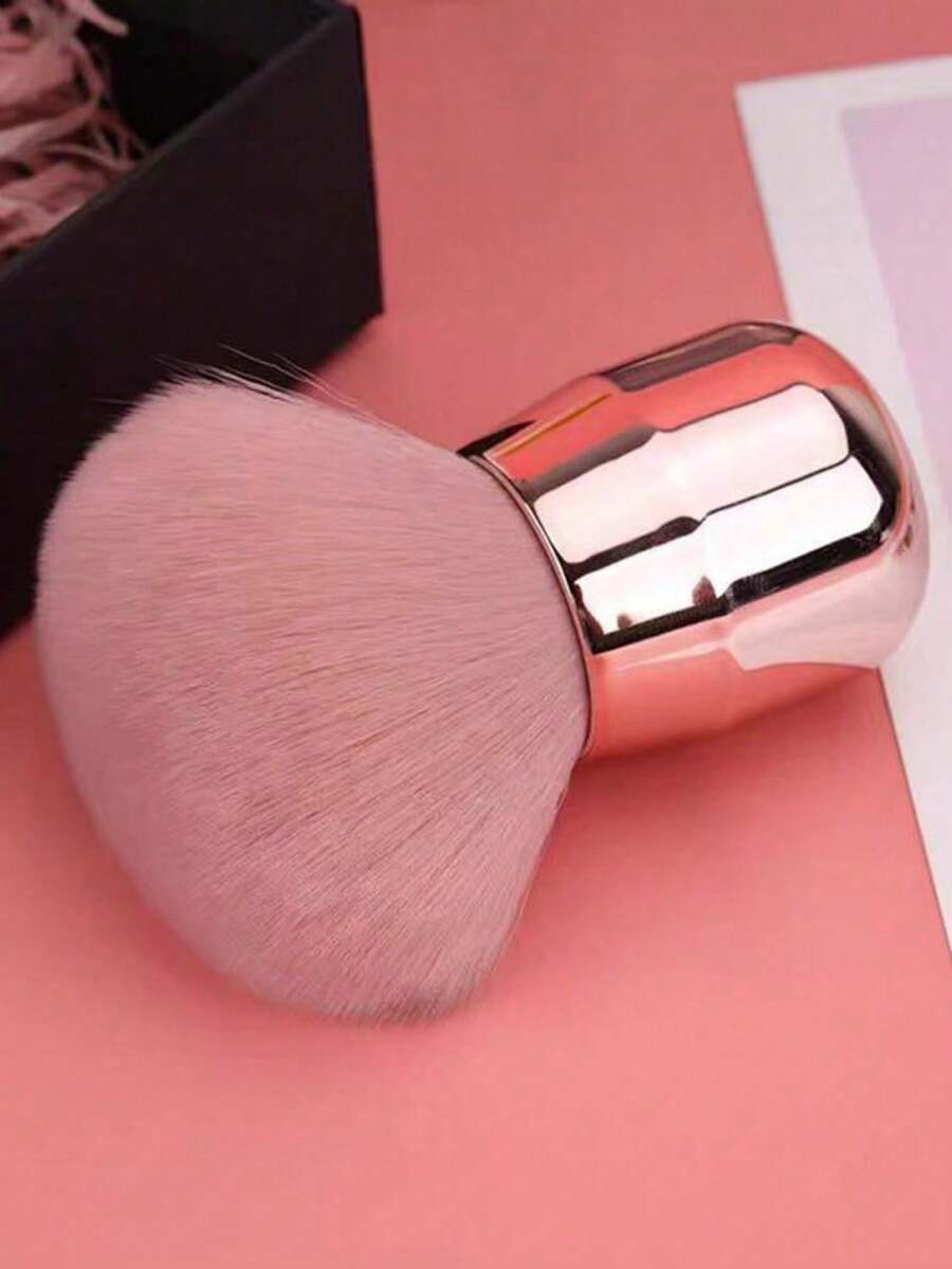 1 pieza Brocha de maquillaje base con cabeza grande de hongo, brocha suave para polvos, color rosa - Rosa - Ver 1