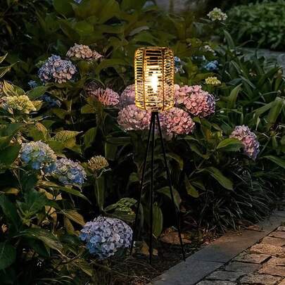 Solar Rattan Floor Lamp For Night Yard Ambiance Patio Leisure Garden Decoration