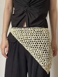 1 chiếc mũ len dệt kim đính sequin nhẹ, thủ công, dành cho nữ, mùa xuân/hè, kiểu dáng thời trang khoét lỗ, phù hợp cho mặc hàng ngày, phong cách đường phố và du lịch boho. - Nhiều màu - Xem 12