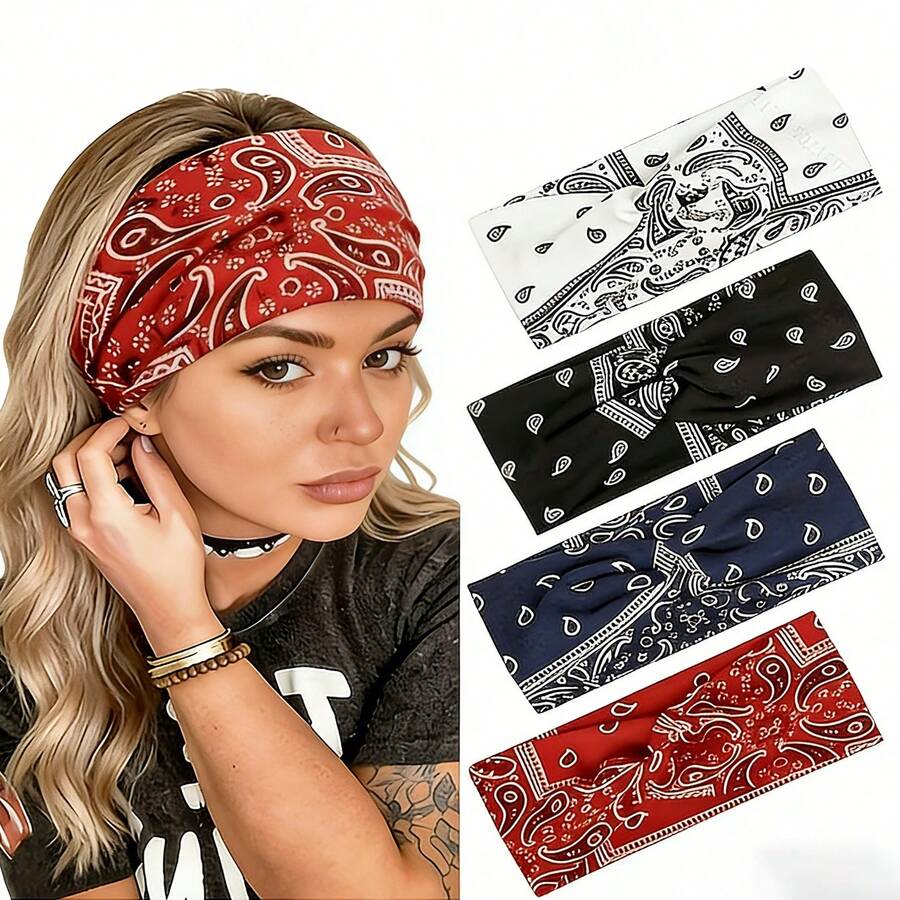 1/6 件套：男女户外运动头带 - 瑜伽、吸汗、防滑 - 休闲、时尚、简约发带，沙滩配饰，夏季穿搭 - 彩色 - 查看 1