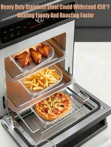 Rejilla de 8 pulgadas para freidora de aire apta para Crispi/Pro 5QT/Cosori 5QT/Chefman 5-6QT, juego de 3 cestas apilables de acero inoxidable para freidora de aire con almohadillas de silicona - Multicolor - Ver 6
