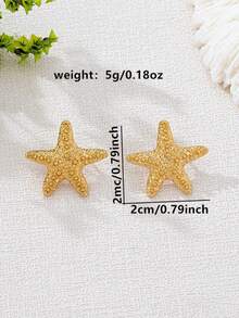 1 Đôi bông tai hình sao biển nhỏ xinh xắn, thời trang, làm từ hợp kim kẽm, phù hợp cho nữ giới đeo hàng ngày, dự tiệc, đi nghỉ mát ở biển. - Hoa tai sao biển - Xem 7