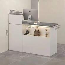 Premium Simple Reception Desk With Drawer And 1 Door 100cm - 白色 - 查看 4