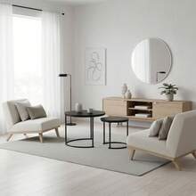 de Mesa de Centro Nesting, 2 Mesas Auxiliares Redondas, Estructura de Metal Resistente con Tapa con Aspecto de Mrmol, Diseo Minimalista, para Espacios Pequeos, Saln, Apartamento, Negro - B0BDF1X8NC - Ver 4