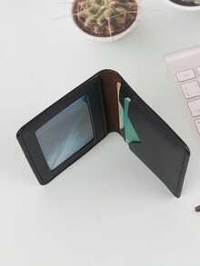 HOVI'S Black Faux Leather Card Holder - Embossed Pattern, Clear ID Window, Multiple Card Slots, Slim & Portable For Daily Use - Black - View 6