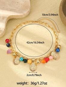 1件女士波西米亚风金属椭圆形树形吊坠项链 - 多色1 - 查看 3