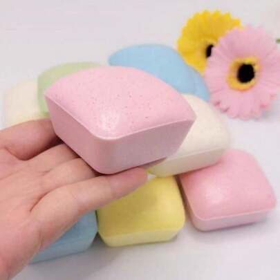1pc Cute Square Cake Shaped Soft Silicone Toy, Made Of High-Quality PU Material, Soft And Elastic Texture, Can Relieve Stress, Small And Adorable Suitable For Desktop Decoration, Sweet And Healing