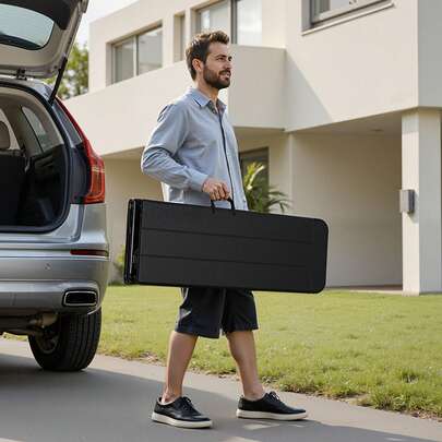 VEVOR Plastic Folding Bench, 6 Ft Portable Bench For Outdoor Picnic Party Camping Dining, Foldable Smooth HDPE Seat For Garden Soccer Multipurpose Entertaining Activities, 2 Pack, 2 Carry Bags, Black