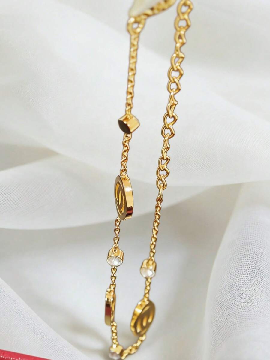 1 Cặp vòng tay dây xích đính đá Zirconia thanh lịch, trang sức đa năng dùng hàng ngày. - Vòng tay hình thẻ bài - Xem 1