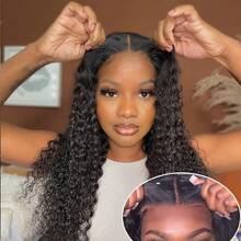 8-22Inch Curly HD Lace Wear And Go Glueless Wigs Human Hair 200% Density Pre Plucked Pre Cut 13x4 HD Deep Wave Lace Closure Wigs Human Hair For Women 5x5 Glueless Human Hair Wig Wear To Go Natural Black - SNatural - 查看 4