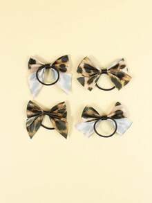 5 piezas Lazos para el cabello con estampado de leopardo para niñas, adecuados para uso diario - Multicolor - Ver 5