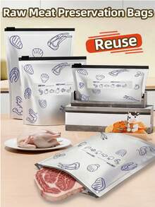 60pcs Antibacterial Aluminum Foil Reusable Food Storage Bags, Resealable Freezer Bags, Microwave , Suitable For Food Preservation And Organization - View 10
