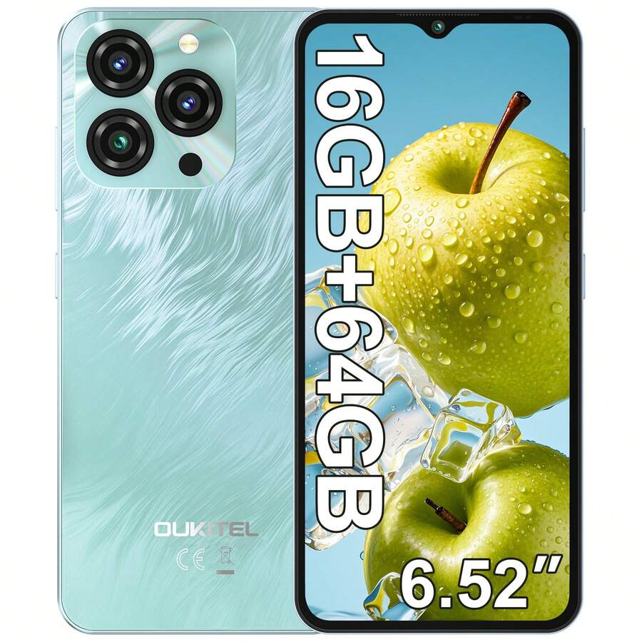 Điện thoại thông minh OUKITEL C3 Android 14 bản mở khóa, 2025-16GB+64GB, màn hình giọt nước 6.52", pin 5000mAh, camera 13MP, bộ xử lý 8 nhân, cảm biến vân tay/jack tai nghe 3.5mm/GPS - Màu xanh lam - Xem 1