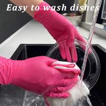 2/20/50/100 Pairs Disposable Nitrile Gloves, Latex-Free Waterproof Anti-Static Multi-Purpose Work Gloves, 3 Mil Thick, Powder-Free, Non-Allergenic, Suitable For Kitchen, Bathroom, Home, Toilet, Hair Dyeing, Beauty Salon, Cooking, Painting, Handicrafts And Other Protective Gloves [No Box] - Rose Pink - View 3