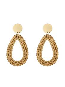 Yanxyad 1/12 pares de pendientes de clip con declaración bohemia para mujeres, grandes pendientes geométricos dorados, pendientes de hoja trenzada y retorcida, joyería de regalo - Multicolor - Ver 12