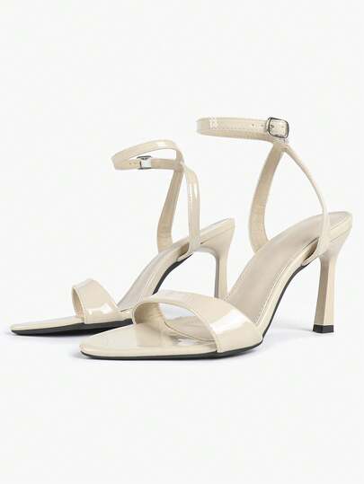 Sandal mũi nhọn một quai, gót mỏng, màu đen, trắng, mơ, nâu, đỏ tía, chất liệu da PU thoáng khí, thiết kế khóa kim loại, phù hợp cho đi làm hàng ngày, hẹn hò, dự tiệc, du lịch, phong cách tối giản đa năng, giúp kéo dài đôi chân.