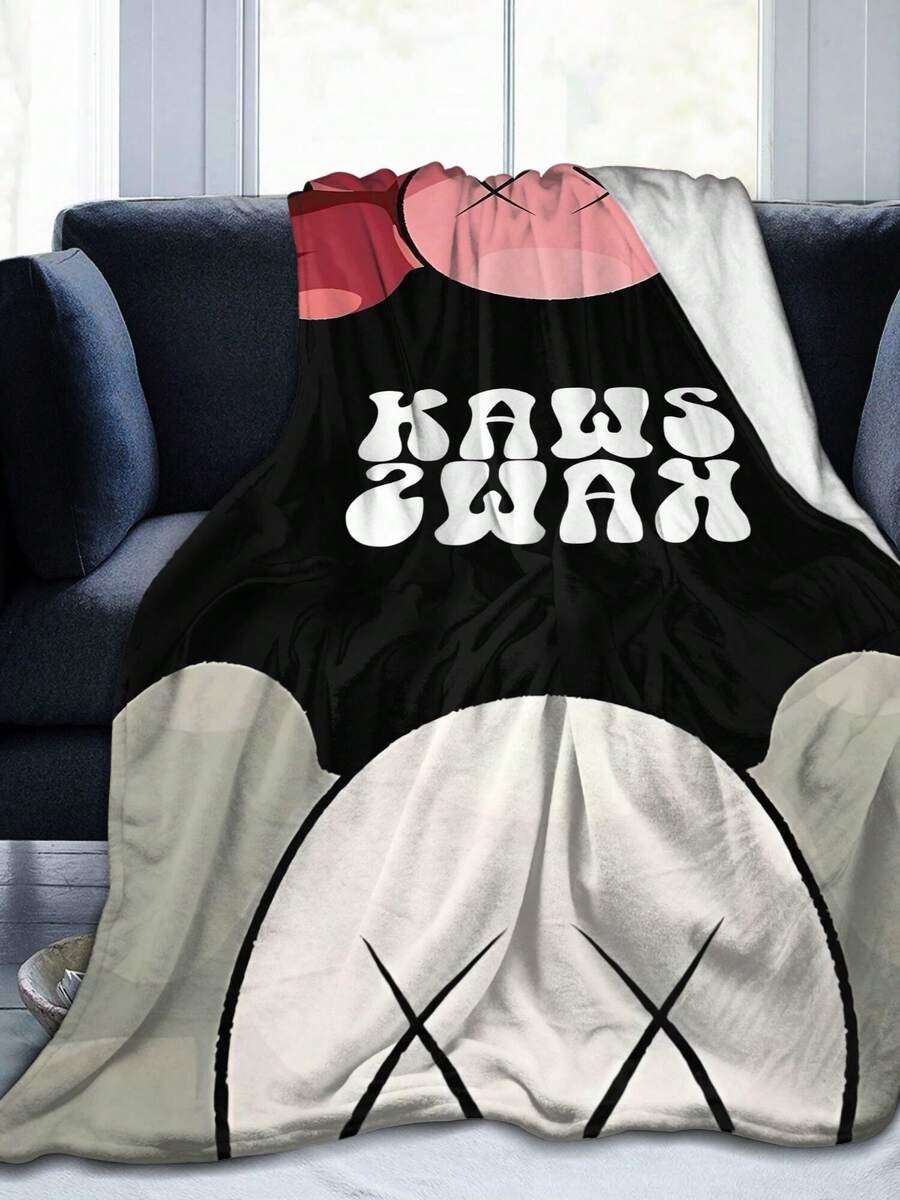 Kawss Kawaii Kaw Blanket Luxury Anime Flannel Blanket - Ultra Soft Cartoon Print, The Perfect Gift For Any Occasion, Christmas, Birthday, For Home, Camping & Travel Use - màu đen - Xem 1