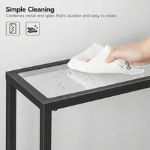 Black Console Table, Tempered Glass Sofa Table, Slim Hallway Table, 100 X 22 X 80 Cm, Modern Display Glass Console Table, For Living Room, Sturdy, Metal Frame, Black - Black - View 6