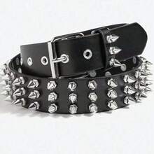 1pc Punk Rivet Stylish Rock Heavy Metal Dark Style Belt - Black - View 1