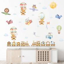 Bộ 1/2 tờ decal dán tường hình hoạt hình khinh khí cầu, mây, máy bay và ô tô, thích hợp cho phòng trẻ em, phòng ngủ và phòng trẻ sơ sinh, decal PVC dán tường dễ bóc, tranh dán tường hình động vật dễ thương. - Nhiều màu - Xem 8