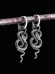 1 Pair Of Gothic Retro Snake-Shaped Dangle Earrings, Unique And Party Accessories For Men - Earring - View 1