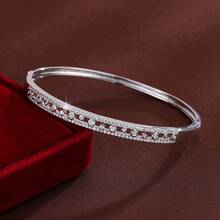 1pc Minimalist Geometric Dotted Star Design Zirconia Inlaid Women Bracelet - Multicolor - View 4