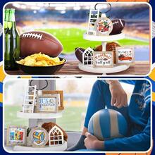 48 Pcs Interchangeable Seasonal Tiered Tray Decor Set Farmhouse Spring Easter Tiered Decorations Include Wood Frames With Ladders Cards Bow Knot, Tray Not Included(Bright Color, Sports) - 鮮豔的色彩 + 運動 - 查看 7