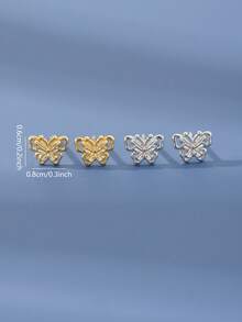 1 Đôi bông tai hình bướm rỗng bằng bạc Sterling S925, thiết kế độc đáo, nhẹ nhàng, phù hợp cho cả đi làm và đi làm, dành cho nữ. - Loại bướm - Xem 4