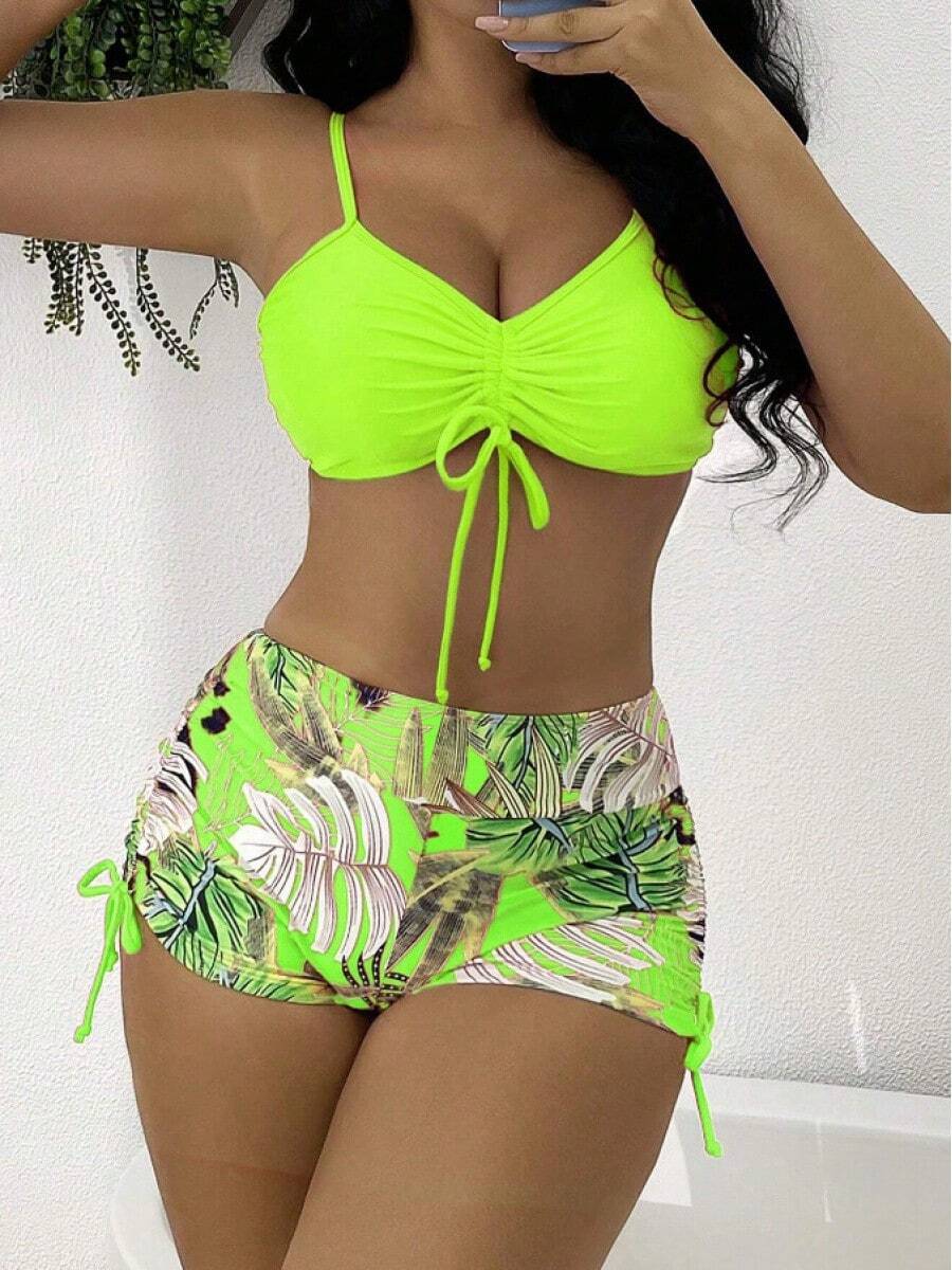 Women Athletic Bikinis - Fluorescent Green - View 1