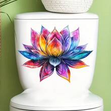 1pc Glow-In-The-Dark Colorful Lotus Flower Removable Waterproof Sticker, Suitable For Bathroom, Toilet - Pink Glow, Vibrant Colors, Lotus Stickers - View 5