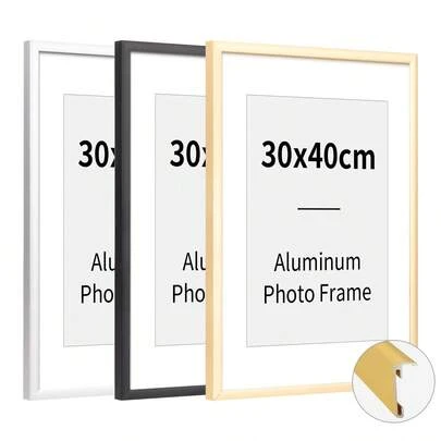 HIMEETIME 1/3pcs Aluminum Photo Frame, Size 30x40cm/A3/A4, Metal Frame, Narrow Rim Anti-Rust Metal Frame Suitable For Posters, Canvas And Certificates, Modern Home, Wedding Photo Display, Studio Wall Art, Office Awards Decor (Gold/Silver/Black)