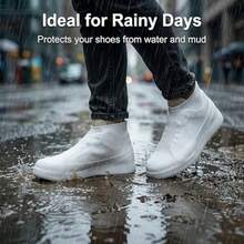 Waterproof Silicone Shoe Covers Reusable Non-Slip Rain Overshoes Rubber Boot Covers For Men And Women L Size Fits Men 8 11/ Women 10 13 White Transparent - 如圖 - 查看 6