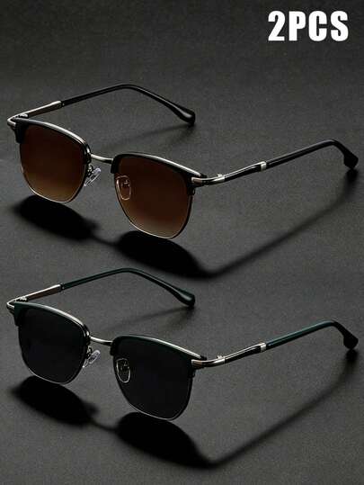2 Pairs Unisex Versatile Line Sunglasses, UV400 Sun Protection, Timeless Classic Style Sunshades, Daily Wear