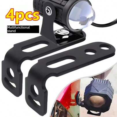 4 piezas Soporte ajustable para luz antiniebla de motocicleta, soporte de montaje universal para scooter, guardabarros de bicicleta eléctrica, soporte para luz antiniebla LED, accesorios de metal para motocicleta