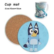Bluey 星空主题陶瓷杯垫，动漫礼品杯垫，圆形杯垫，创意卡通防滑杯垫 - 彩色 - 查看 23