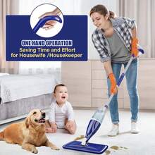 Microfiber Spray Mop For Floor Cleaning, Wet Dry Hardwood Mop With 3 Washable Reusable Pads, Compatible With  Powermop, Flat Spray Mop For Tile, Wood, Laminate, Vinyl & Marble - Màu tím - Xem 9