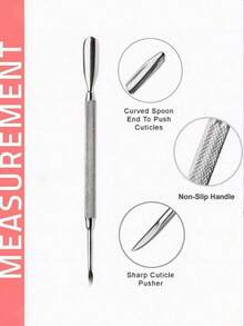 2pcs Double-Headed Callus Remover - Stainless Steel Cuticle Pusher And Callus Removal Tool With Sharp Edges For Manicure And Pedicure Care - Silver - View 2