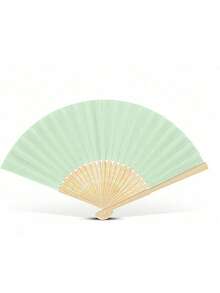 1/5/8pcs Plain Bamboo Folding Fans, Portable Hand Held Small Fans For Travel, Outdoor, Hiking, Daily Life, Gifts For Family, Friends, Couples (Paper Fan + Organza Bag),Summer,Holiday - Light Green - View 11