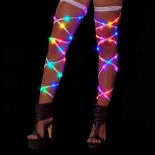 2 PCS Sparkling LED Light Up Leg Wraps For Women, Twinkling Luminous Garter Set Professional Performance Props, Flashing Neon Leggings For 2026 Spring Music Festival & Easter Party Accessories - LED Leg Wraps - View 3