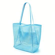 1 chiếc túi tote gấp gọn dành cho nữ, màu be, nâu, hồng, đen, xanh dương, kiểu dáng tối giản, thích hợp cho kỳ nghỉ biển, du lịch và nghỉ dưỡng. - Xem 17