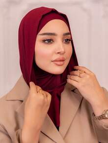 قطعة واحدة من الحجاب الناعم والقابل للتنفس مع بطانة داخلية، مناسب للارتداء اليومي، لون أحادي بسيط وشامل للمرأة المسلمة، حجاب سحب فوري، ضروريات السفر، منشفة شاطئ - متعدد الألوان - مشاهدة 9