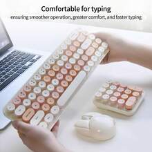 MOFii I Bean Max 复古圆形键帽静音无线键盘鼠标套装，2.4G 即插即用，马卡龙色系无线键盘鼠标套装，便携式少女风办公外设，可爱静音办公键盘。不含电池。电源：数字小键盘需1节AAA电池，键盘需2节AAA电池，鼠标需2节AAA电池。 - 查看 4