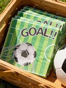 20pcs/Pack 2-Ply Football Theme Paper Napkins, Football Print Napkins, Perfect For Sports Party Birthday Gathering Restaurant Decoration, Christmas New Year Party Events, World Cup, Football Fan Essential Disposable Football Napkins, Sports Party Supplies - Multiple Styles - View 4