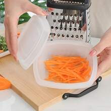 一套多功能奶酪刨丝器（带容器）、四面刨丝器、不锈钢蔬菜刨丝器、食物切碎器（适用于奶酪、生姜、土豆等），厨房小工具 - 銀色 - 查看 5