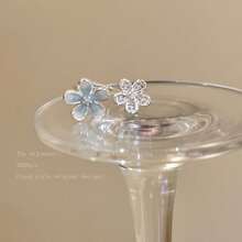 2pcs Delicate Floral Design Ring Set, Minimalist Chic Adjustable Open Rings, Fashionable Unisex Accessories Suitable For Daily Wear, Dates And Commuting - Silver - View 5