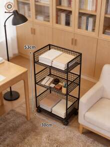 Bookcases - أسود ثلاثي الطبقات متوسط الحجم - مع عجلات 30*20*53 سم - مشاهدة 3